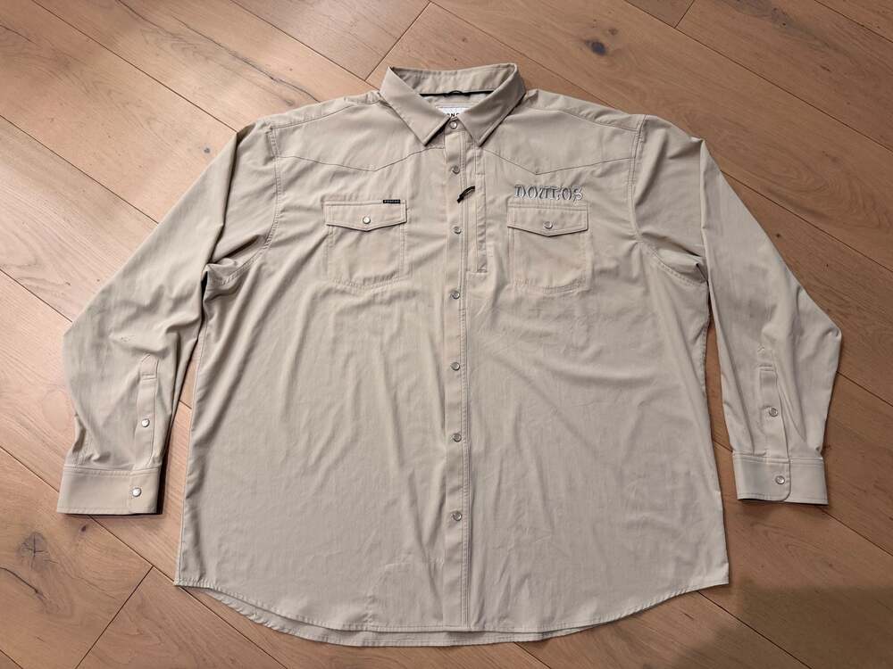 Poncho The Big Bend Western Performance Shirt 3XL Tan Pearl Snap Outdoor Fishing